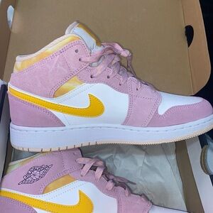 Women’s size 6, Air Jordans, white, pink and orange
